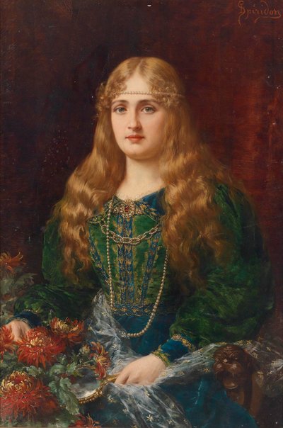 Young Woman in Historical Costume by Ignace Spiridon